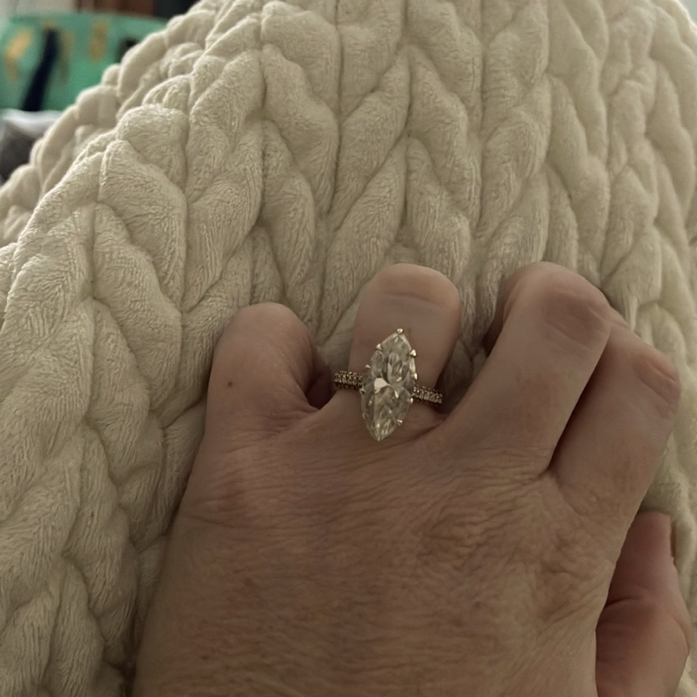 5.93 carat yellow gold Moissanite ring.